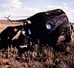 Ground photo of Soyuz capsule